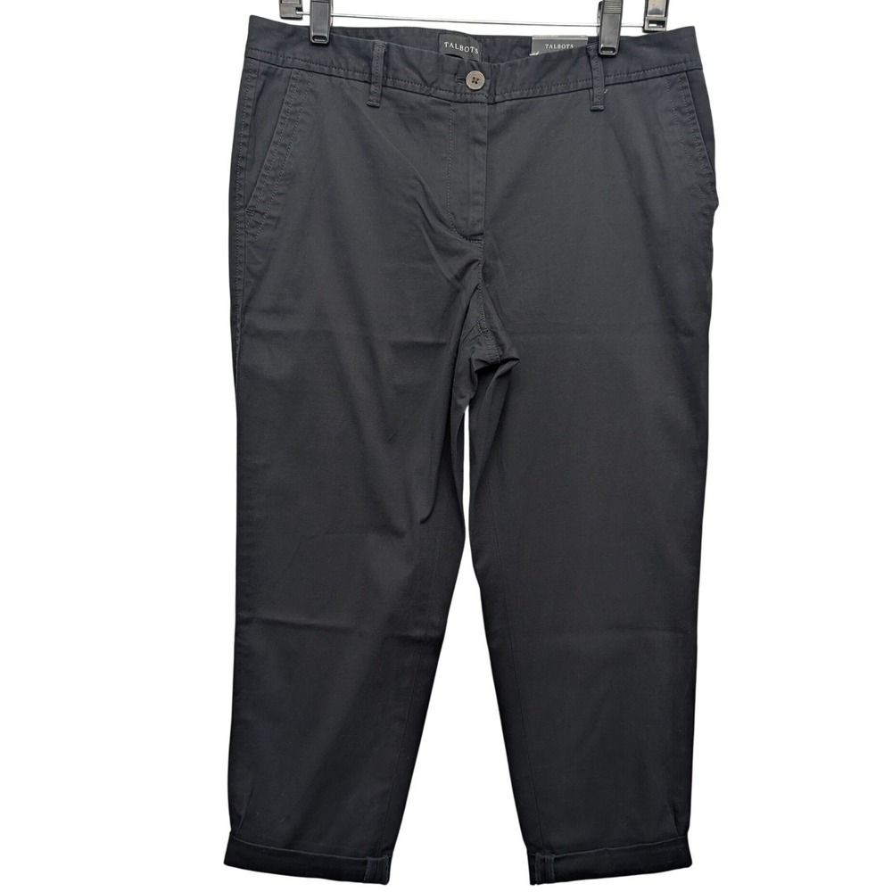 NWT Talbots Relaxed Chino Women 8P Black Capri Cotton Pants